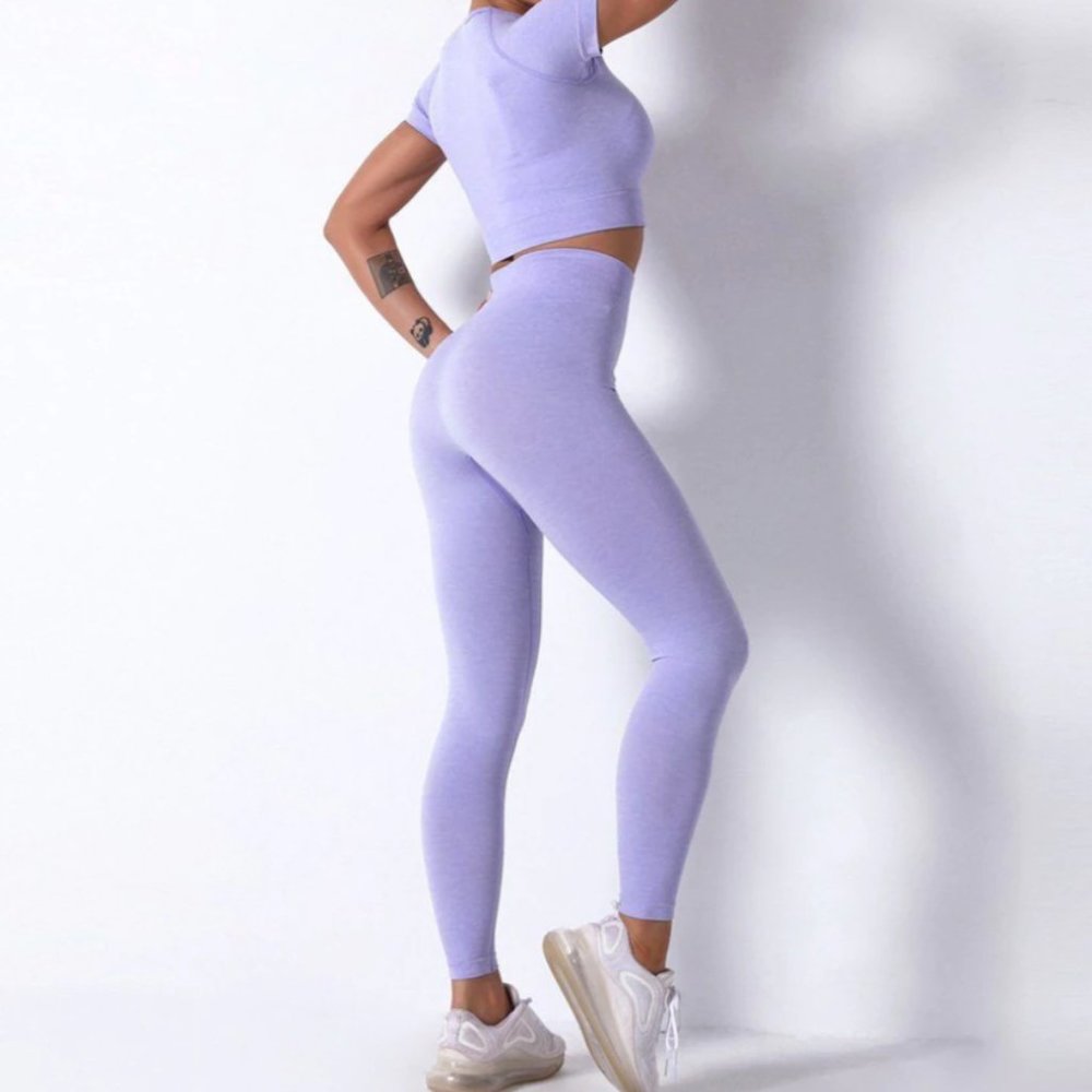 Fitted Yoga Top & Waisted Leggings Set - Picture 2 of 2